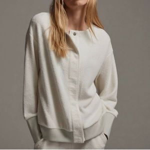 Varley Ivory Long Sleeve Magnetic Closure Margate Textured Sweat NWT Size Large